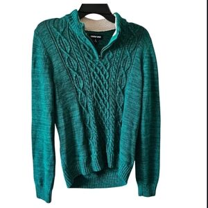 LANDS'END Juniors  Green zip pullover Sweater size 14-16 Large.